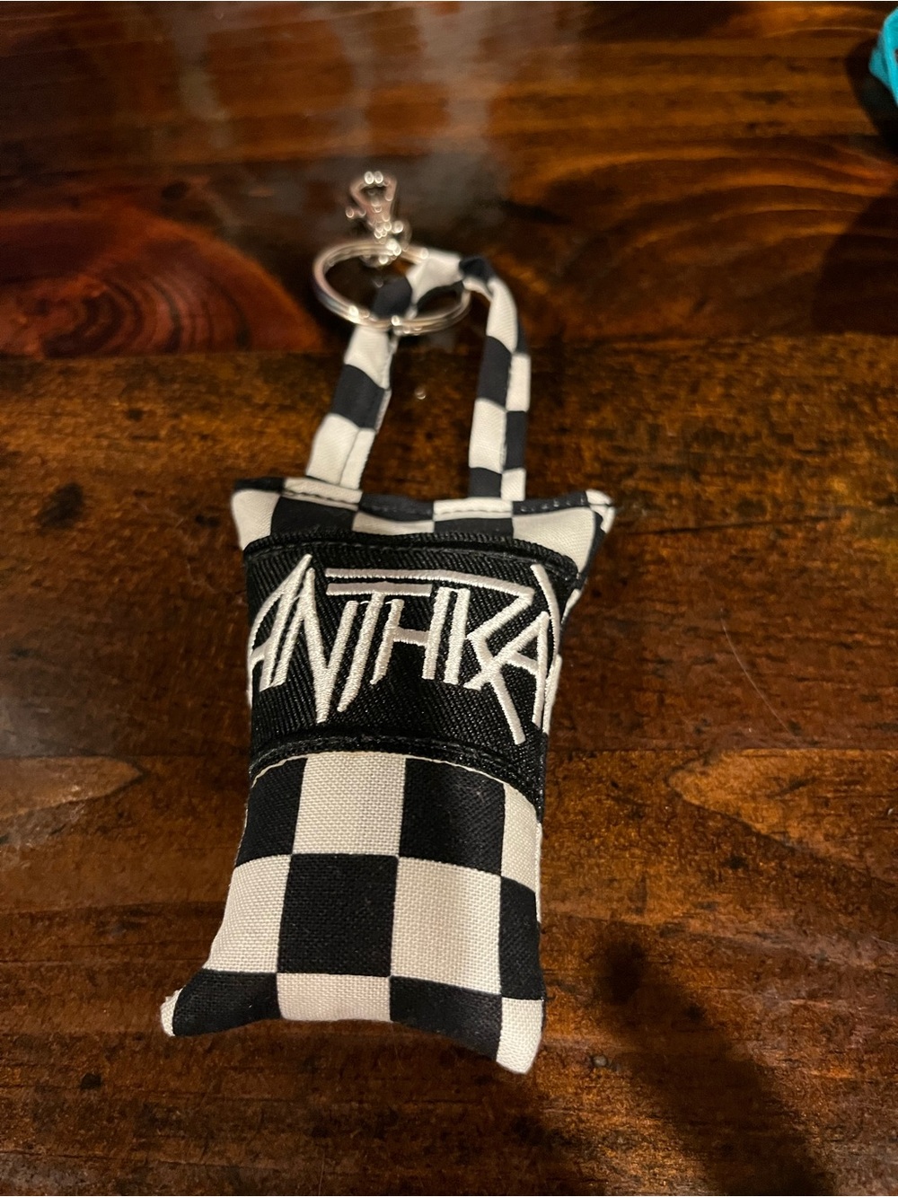 Checkerboard Keychain Pouch - Black & White Anthrax